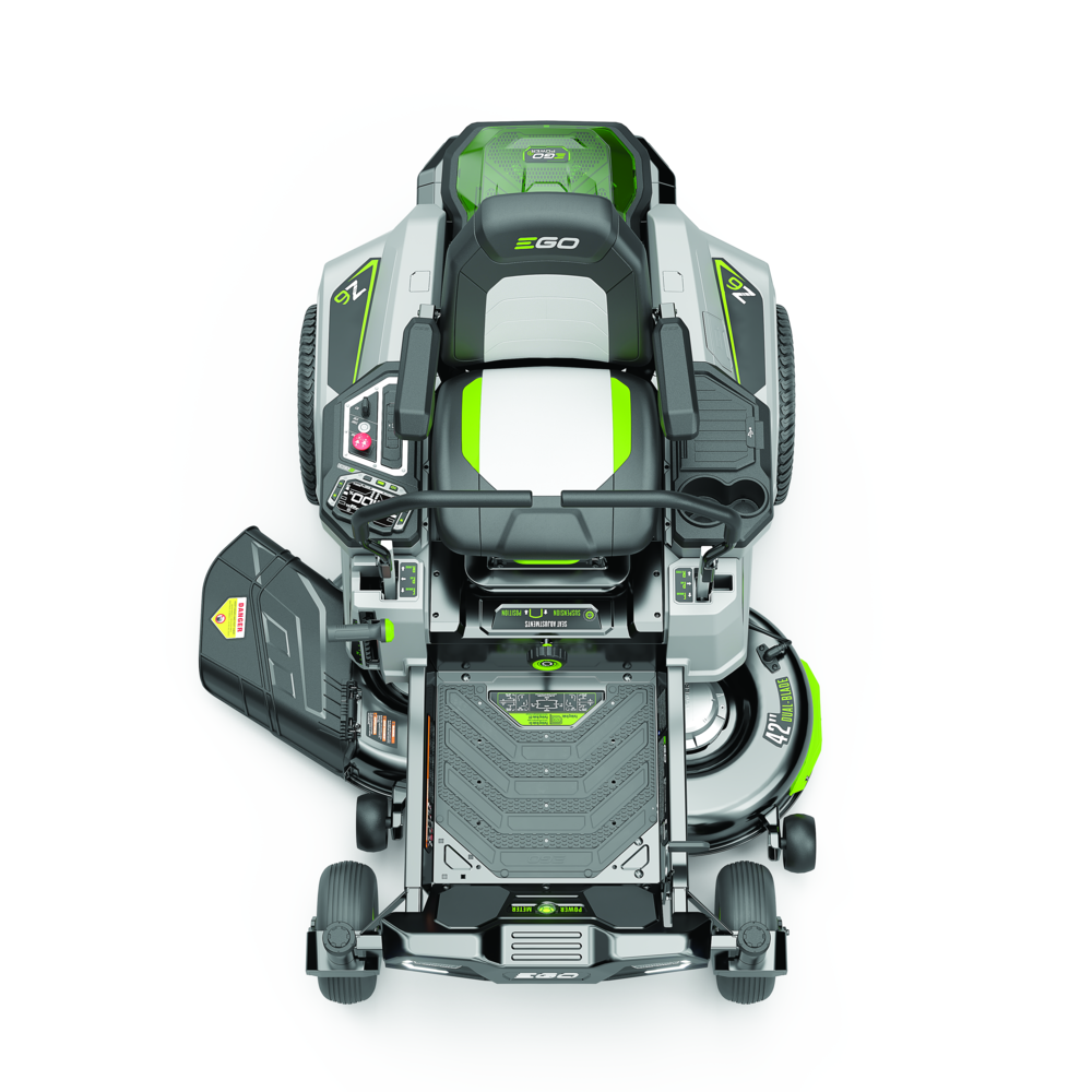 EGO POWER+ Z6 Zero Turn Riding Lawn Mower 42 with Four 56V ARC Lithium 10Ah Batteries and Charger