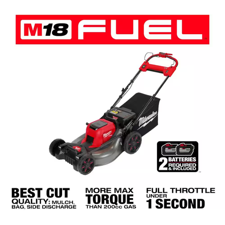 M18 FUEL Brushless Cordless 21 In. Walk behind Dual Battery Self-Propelled Mower W/(2) 12.0Ah Battery and Rapid Charger