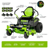 60V 42” Electric CrossoverZ Zero Turn Mower with (6) 8 Ah Batteries and (3) Dual Port Turbo Chargers 7409302